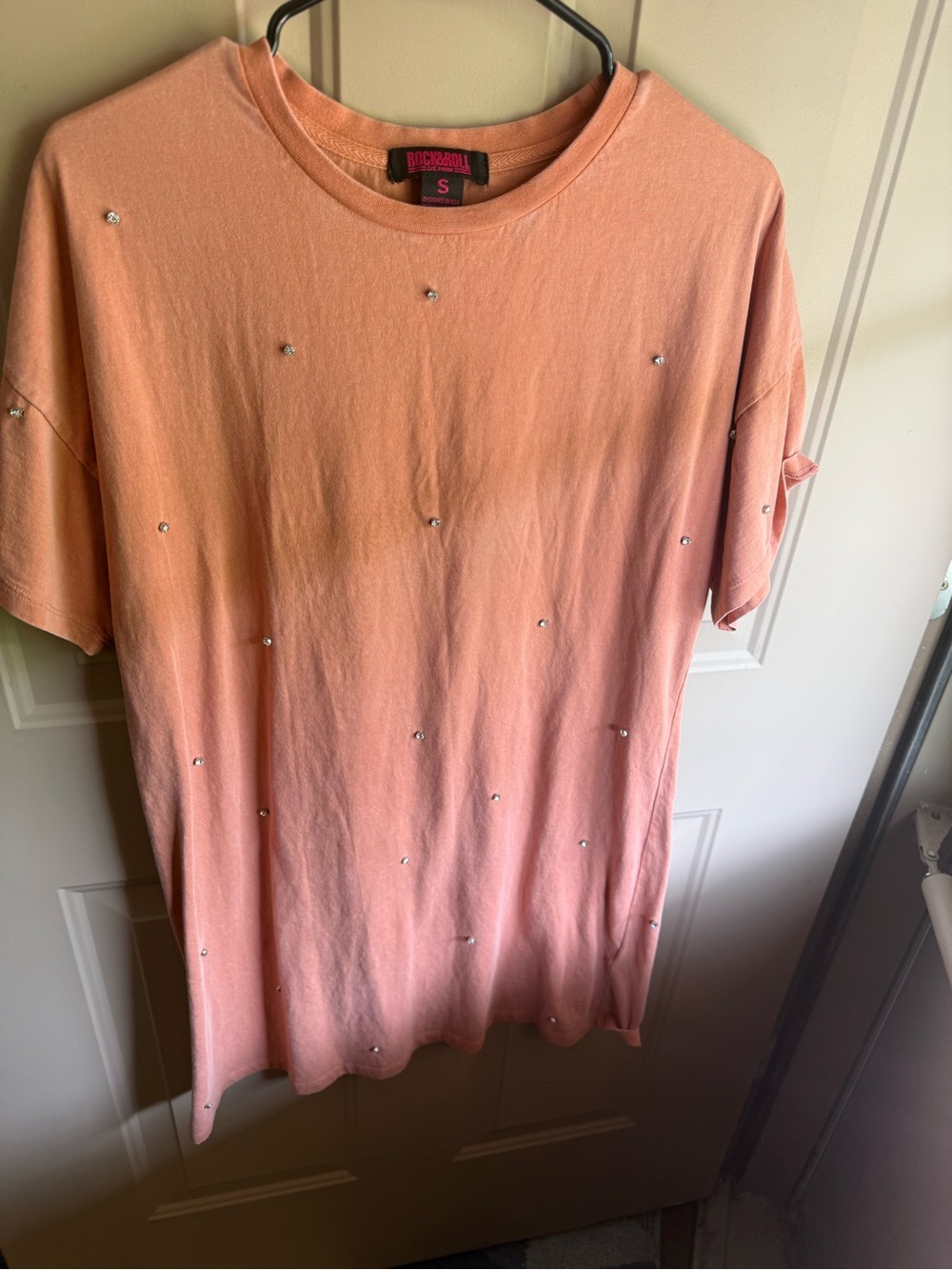 Rock & Roll Cowgirl Peach Pink Embellished Mini Dress